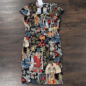 Grace Karin Black Multicolor Print Midi Dress